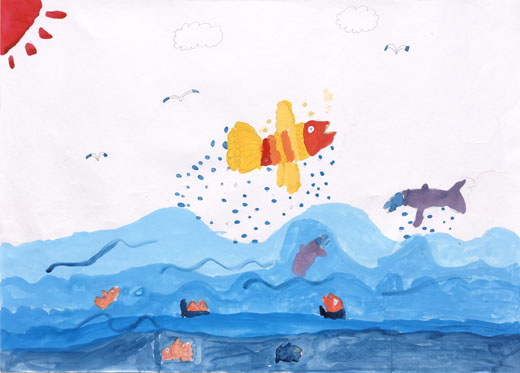 きれいな川や海は、ゴミをすててはいけないよ。