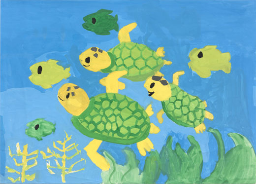 楽しそうにおよぐうみがめ