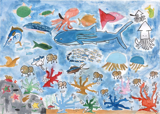 プラゴミとプランクトンを食べてさんそを出してくれるサンゴの海