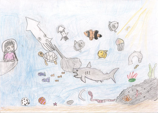 今、海の中では。