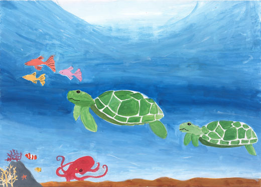 みんなを笑顔にするかめの親子