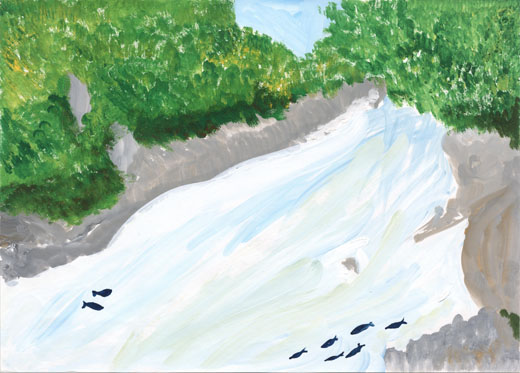 晴天と緑と上流の川