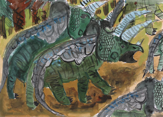 森の中に住む恐竜