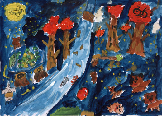 夜にあつまる動物たち