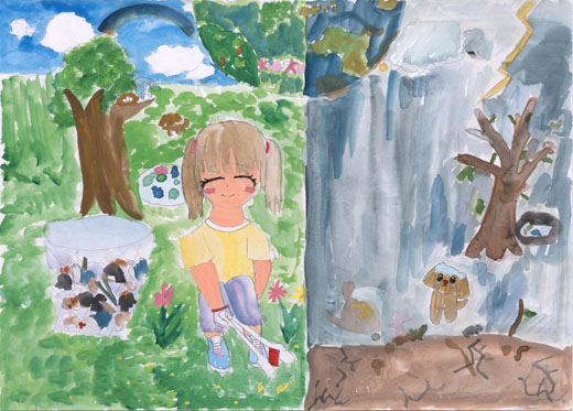 美しい地球とよごれた地球