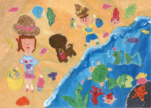 なつかしの海でごみひろい