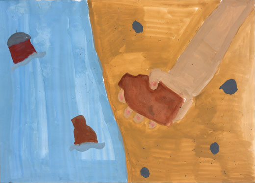 おちているゴミをひろっている人