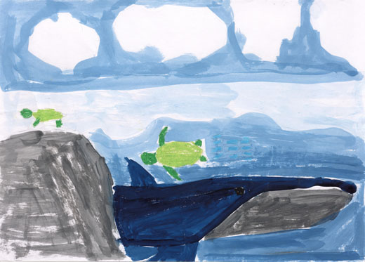 きれいな海で泳ぐ生き物たち