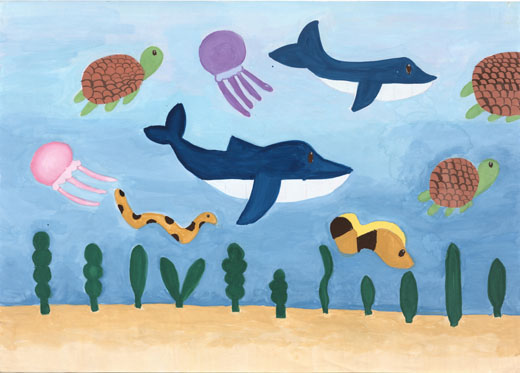 海で仲良くくらす魚たち