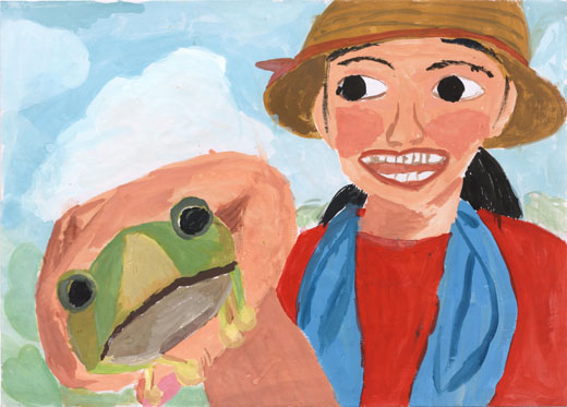 カエルをつかまえたぞ