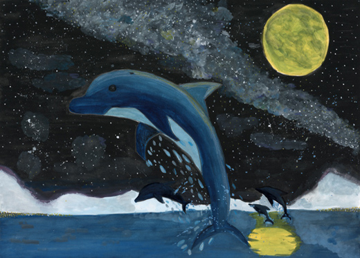 夜空へ大ジャンプ