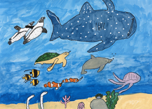 元気に泳ぐ海の生き物