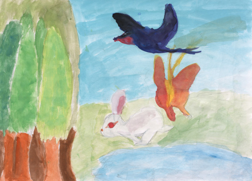 森に走る動物たち