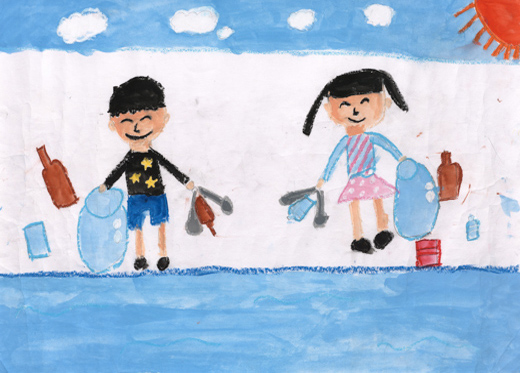 魚のためにごみをひろう。