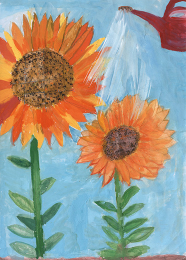 ひまわりの水やり