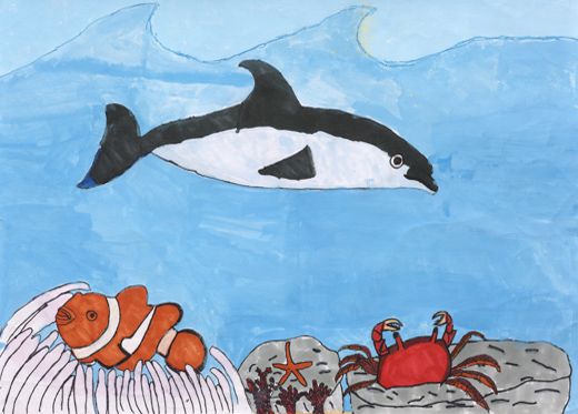 きれいな海とえがおのイルカ