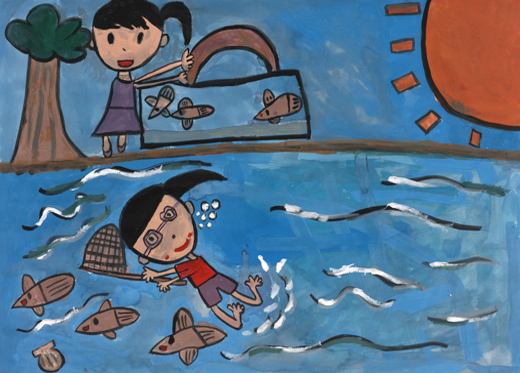 水の中はきもちがいいな