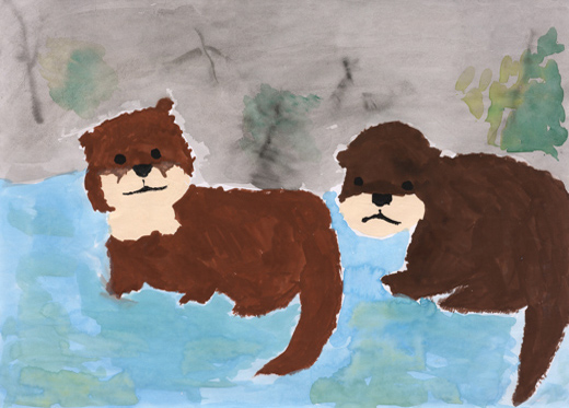 カワウソの水遊び