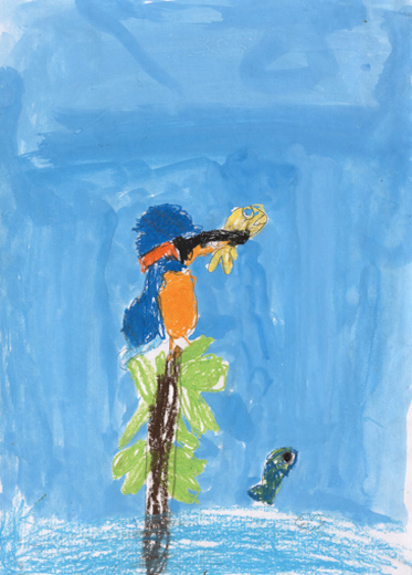 さかなをくわえるカワセミ