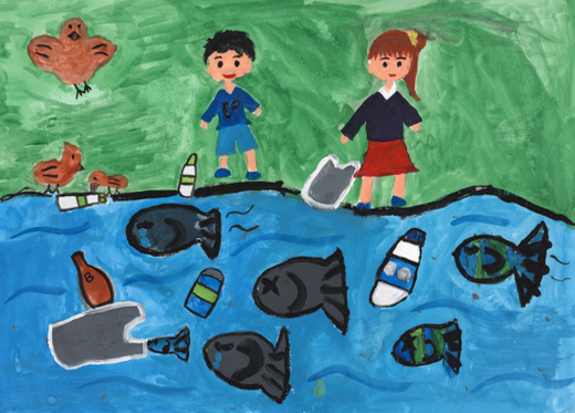 川にゴミをすてないで!!