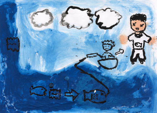 ぜったい川や海にポイすてをしたら人も魚もあぶない