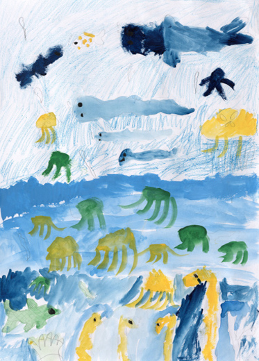 さかなが元気におよいでいる