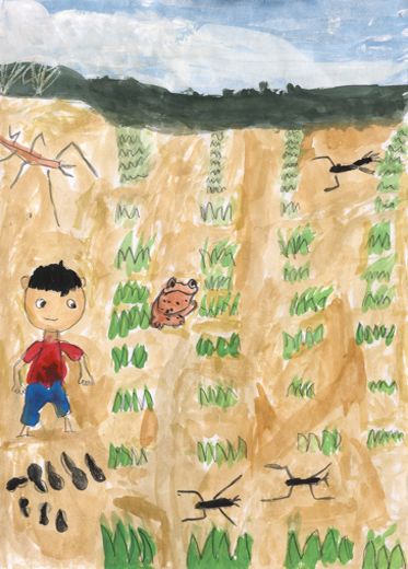 田んぼであそんだよ