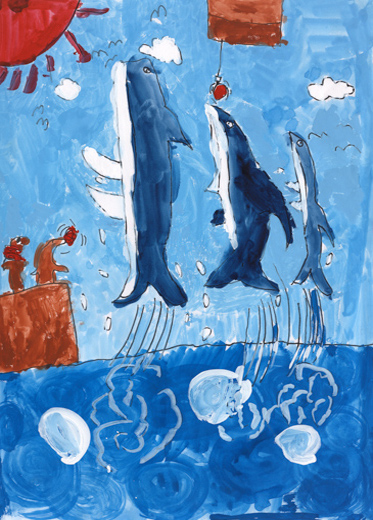 元気なイルカとクジラ