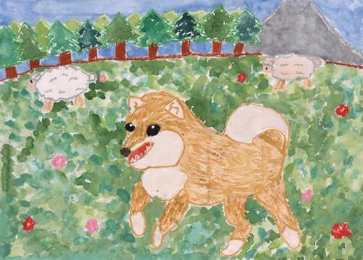 のはらであそぶいぬ