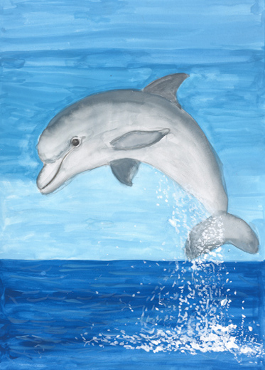 きれいなうみでたのしくおよぐイルカ