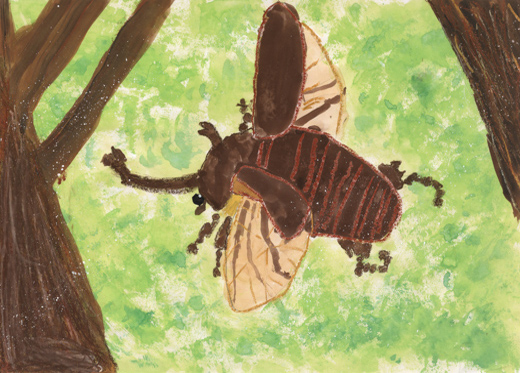 元気にとぶかぶとむし