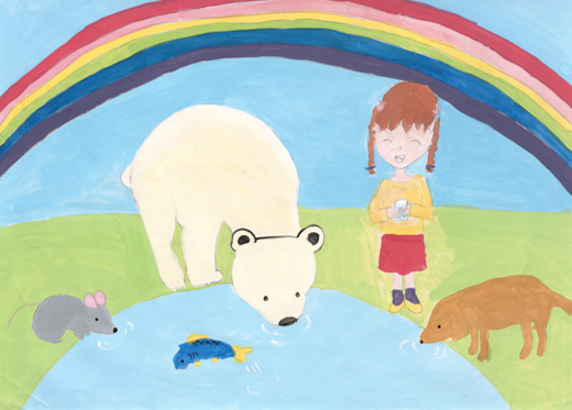 きれいな水はおいしいな。