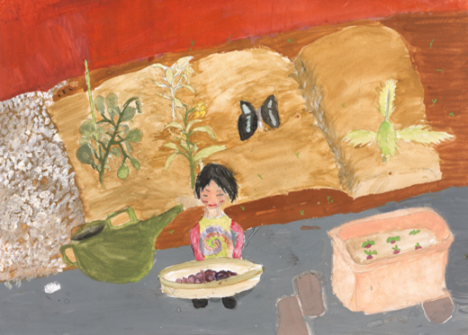 しゅうかくしたイモ