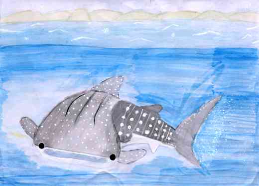 青と緑とジンベイザメ