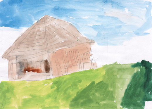 古民家の近くにくる雨雲