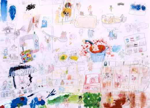 動物たちが平和にはたらいている村