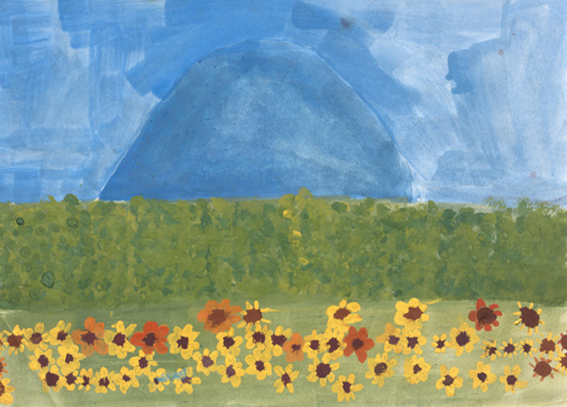 ぽっかりお山のひまわり畑