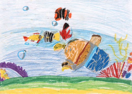 カメとじゆうにおよぐさかなたち