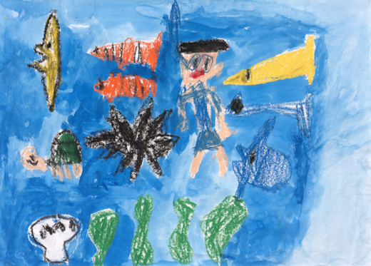 きれいな海の魚とおよぎたい。