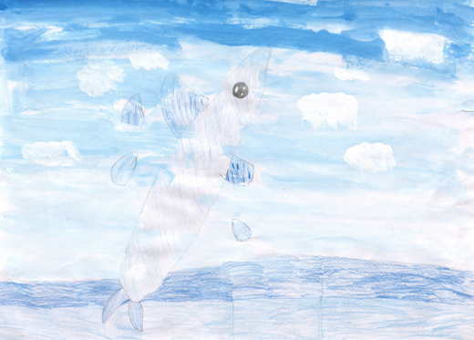 空へとびたちたいイルカ