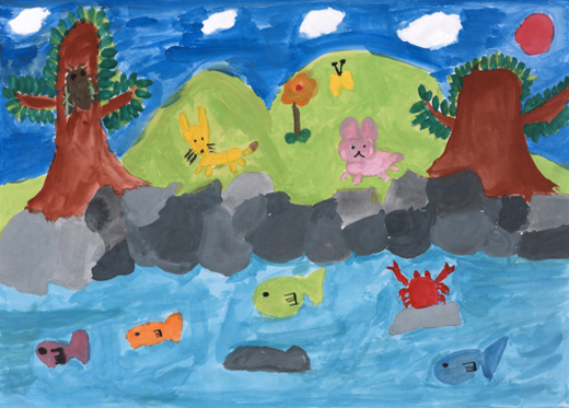 きれいな川と山