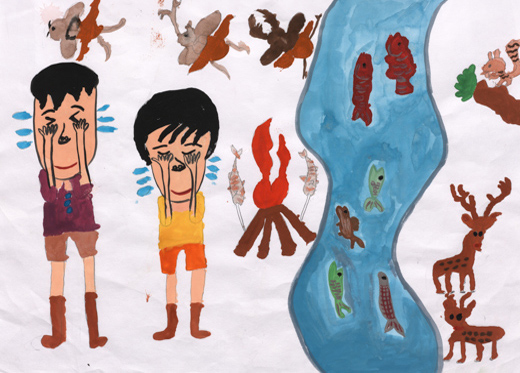 きれいな水で顔洗い