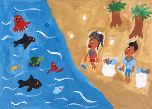 ごみ拾いで海のなかまもわたしたちもえがおに