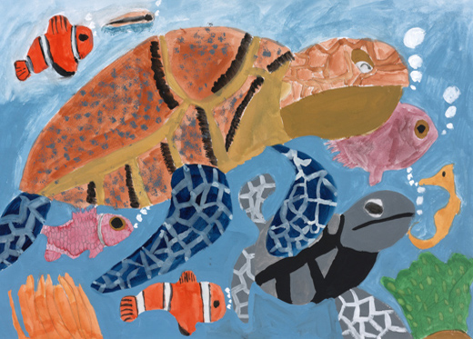 ウミガメの親子となかまたち