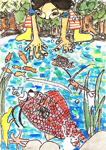 森の中の池と生き物