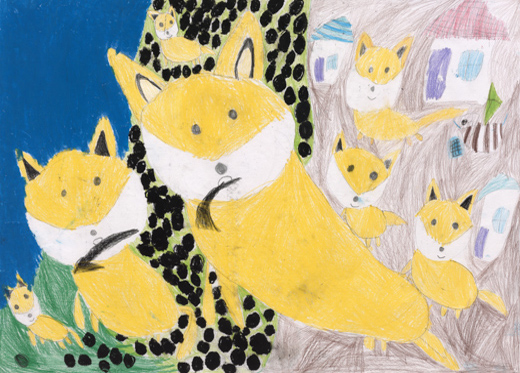 うみべでくらすなかよしおやこのキタキツネ