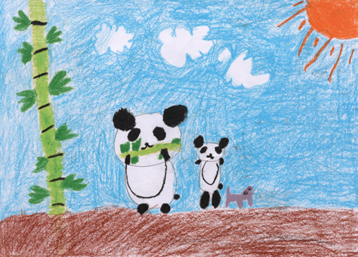 もりの中のむしゃむしゃおやこパンダ