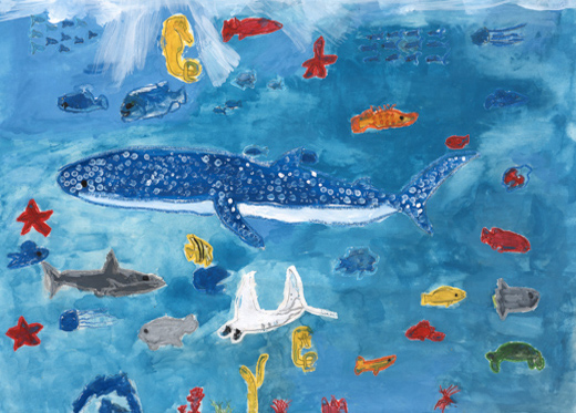 ジンベエザメとなかよし