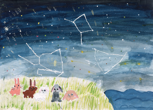 星座を見るうさぎ達
