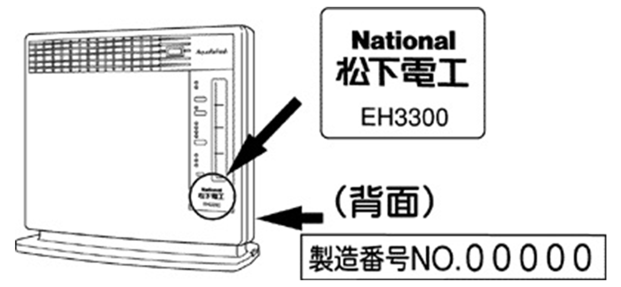 National松下電工EH3300　背面：製造番号No.00000